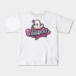 Cute Kawaii Maliboo Halloween ghost surfing in Malibu Kids T-Shirt